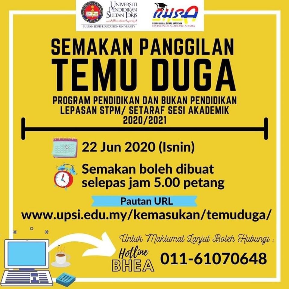 Semakan temuduga upsi 2021